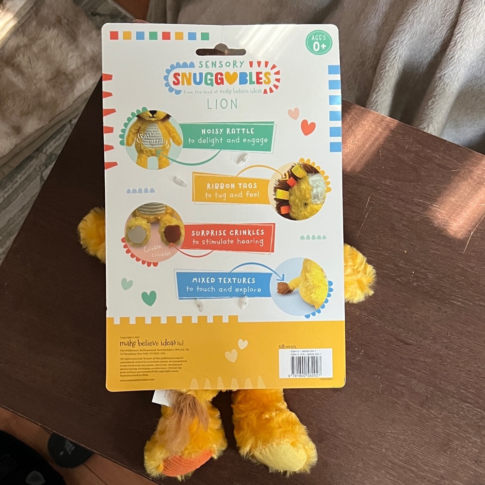Sensory Snugg❤️bles-Plush Yellow Lion Comfort Toy with Ribbon Mane - Picture 4 of 7
